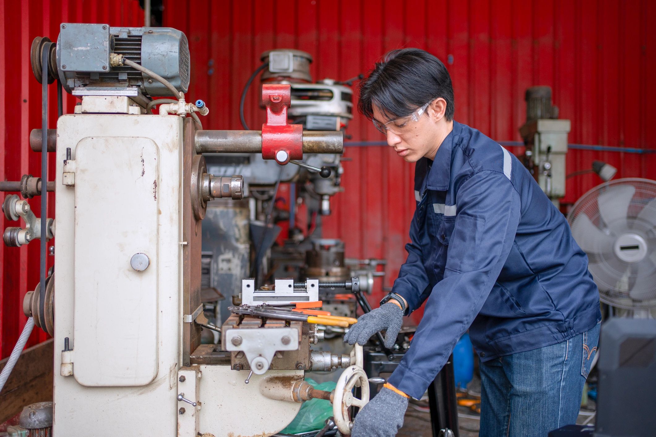 Technician working carefully in a repair shop