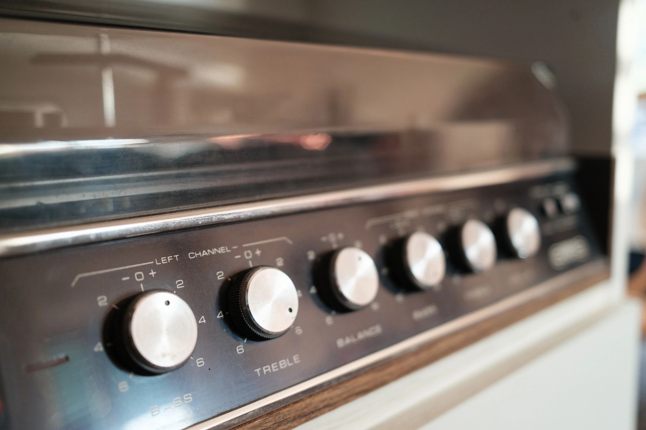 Vintage stereo amplifier control panel